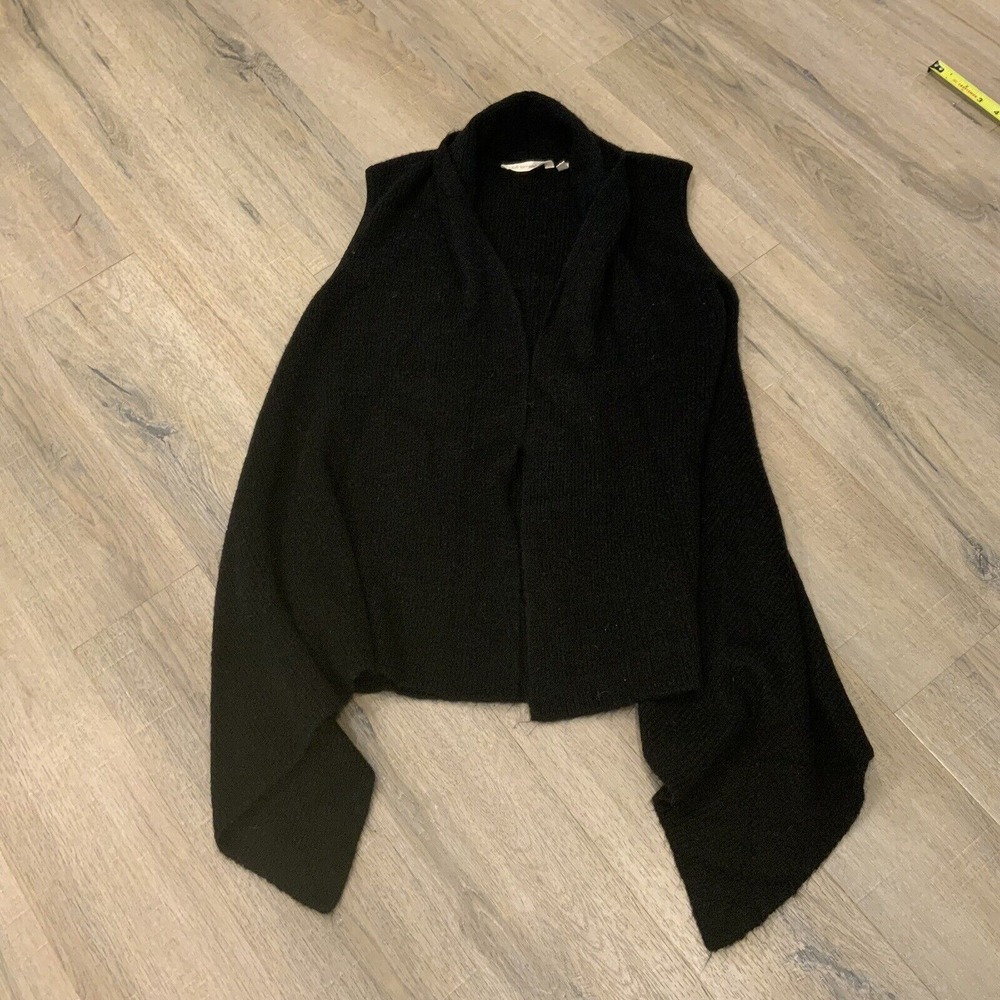 Soft Surroundings Open Front Long Sweater Sleeveless Cardigan Sz PL EUC Black